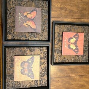 Butterfly Wall Art Set with Inspirational Words